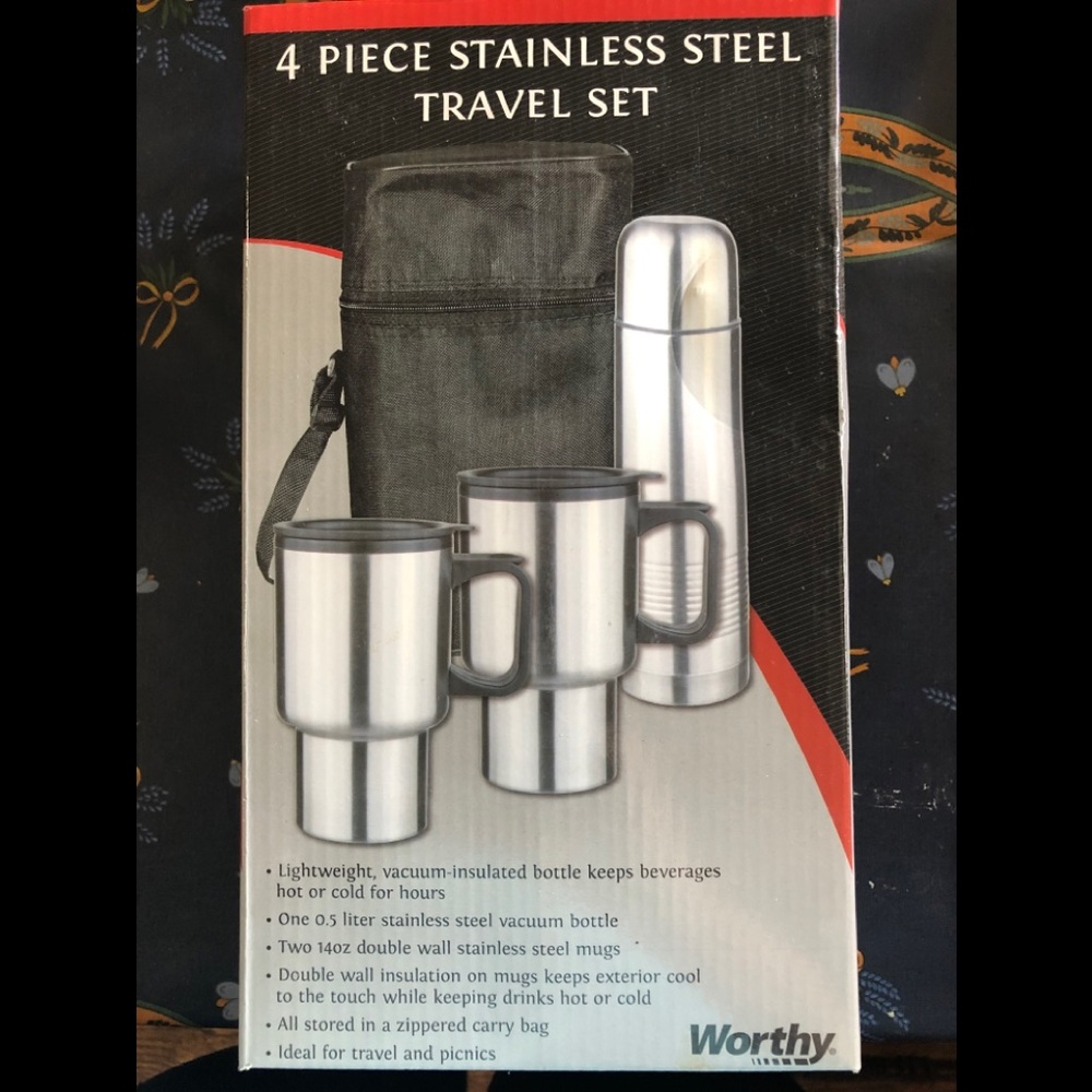 NEW!! 4 Piece Stainless Steel Travel Set